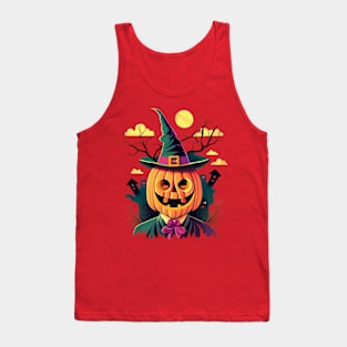 Pumpkin man with a green witch hat Tank Top